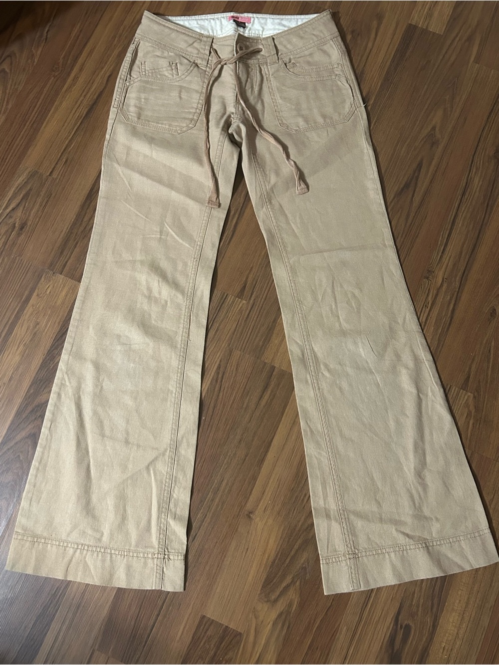 Max Rave Khaki Pants Y2K Linen Cotton Vintage Low Rise